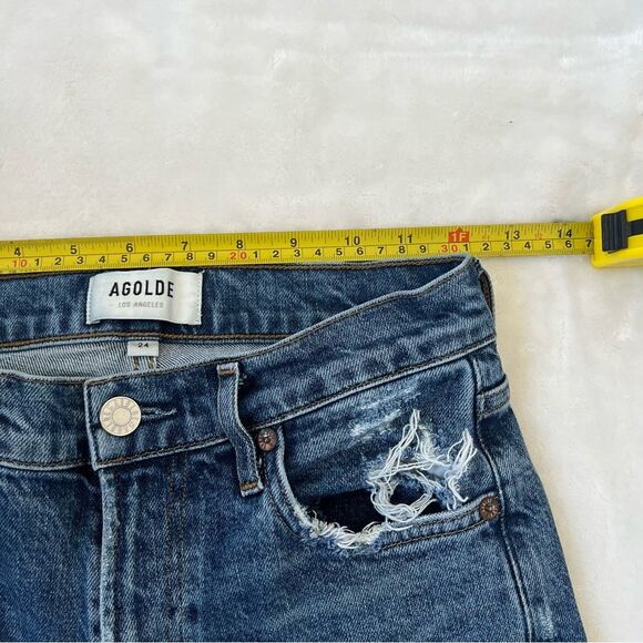 AGOLDE Toni Straight Leg Jeans 24 STYLE#A133F-3002 CUT# 52100 distressed denim - Picture 10 of 10